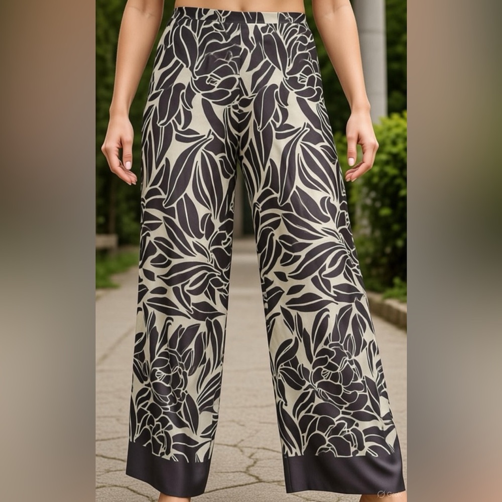 Leifnotes women’s Anthropologie purple and cream trousers.  Size 4.
